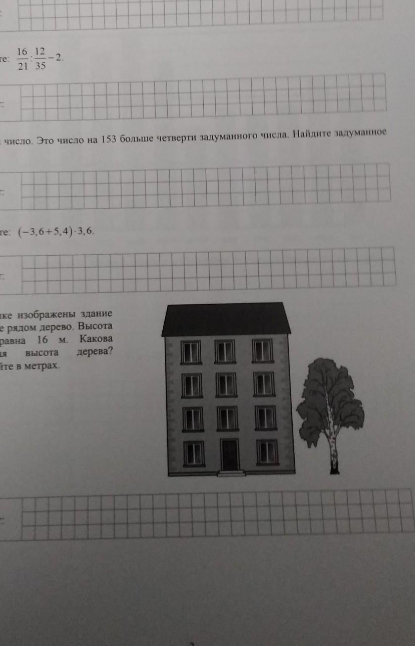 На рисунке изображены здание и стоящее рядом дерево высота входной двери в здание равна 2м