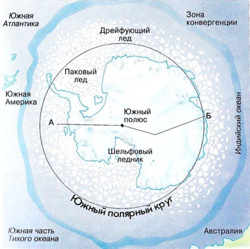 Карта с полюсами антарктиды