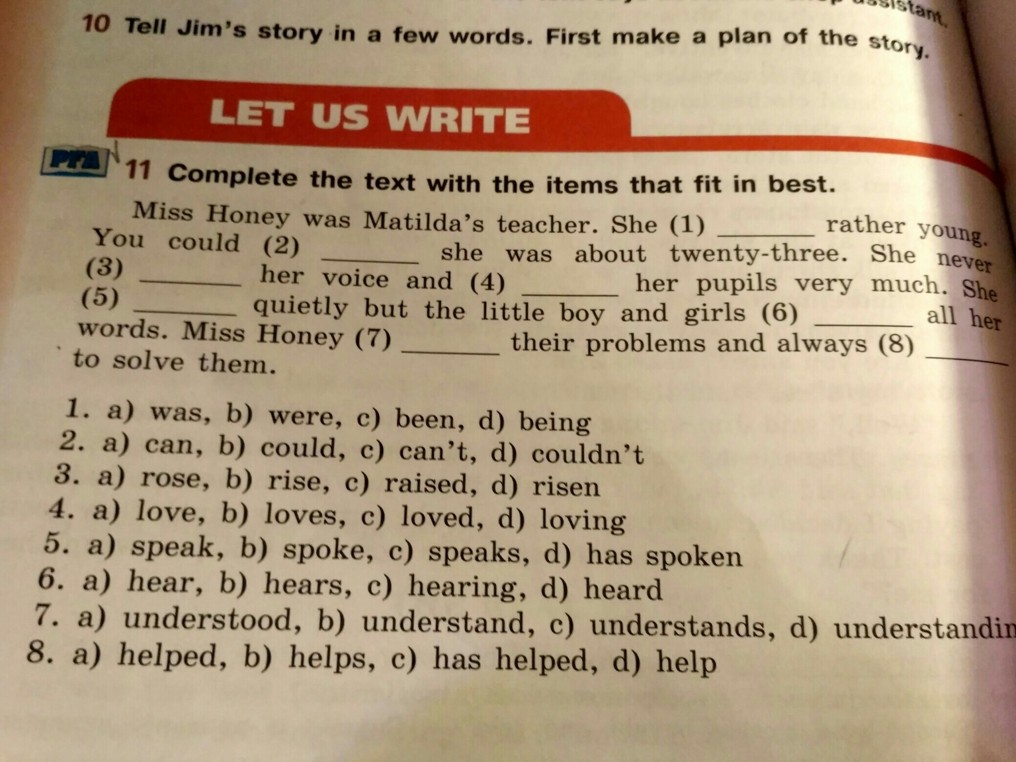 Few words. Complete Jim's story with the right Words 4 класс. Compete the text with the items that Fit in best. Complete the text with the items that Fit in best. Complete the text with the items that Fit in best Alice was a.