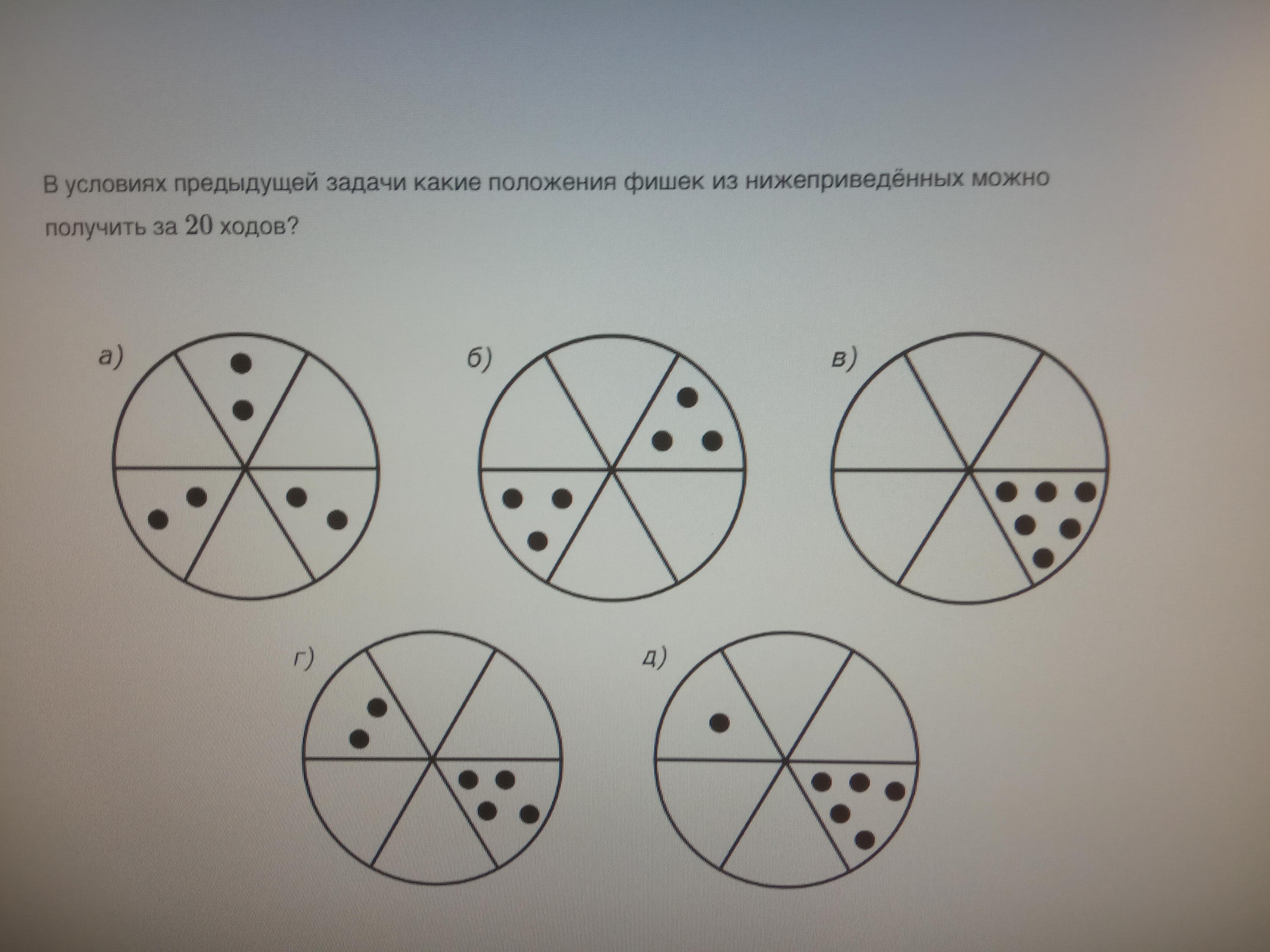 Какие из приведенных ниже положений. Круг разбит на 6 секторов. Круг разделён на 6 секторов в каждом. Задача про фишки. Задачи на логику в картинках.