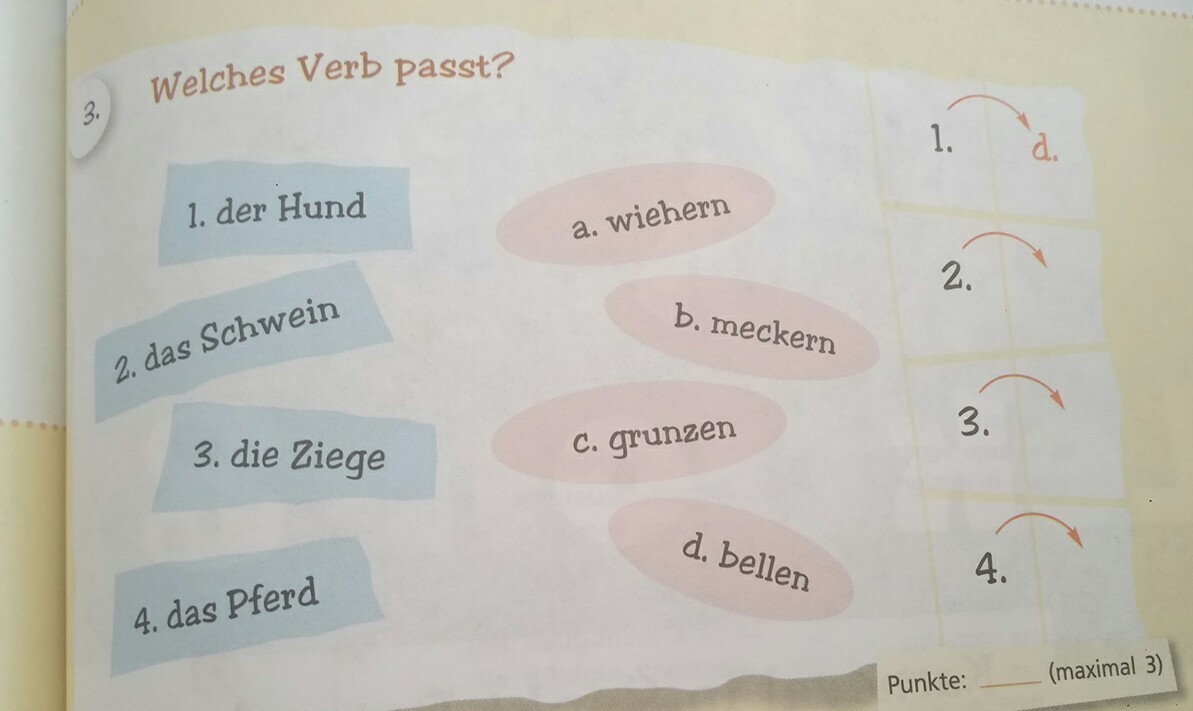 Das passt. В немецком Welches verb passt.