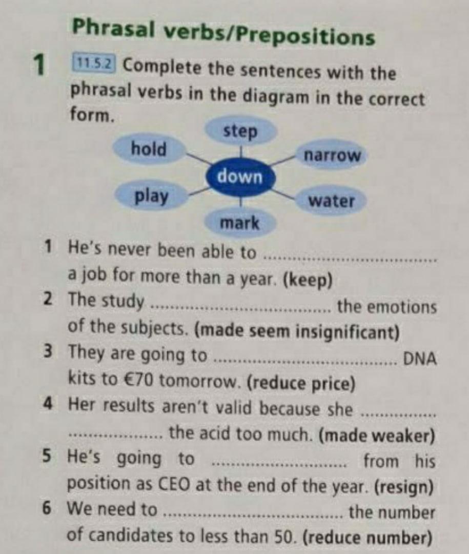 Complete the correct phrasal verb. Complete the sentences. Complete the sentences with the correct Phrasal verb in the correct form. Complete the sentences with the. Complete the sentences with the correct Phrasal verb.