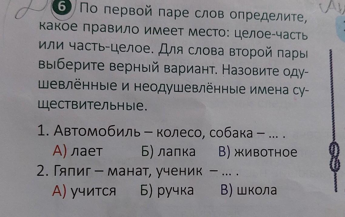 Подберите пары слов