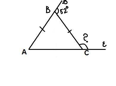 Угол 52 градуса. Угол при вершине равнобедренного треугольника рисунок. Угол при вершине равнобедренного треугольника равен 52 градуса. Внешний угол при вершине равнобедренного треугольника с картинкой. Угол при вершине равнобедренного треугольника равен 52 Найдите.