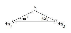 Два одинаковых по модулю. Два разноименных заряда в Вершинах. КСП Q -Q Q В Вершинах равностороннего треугольника. В вершина равностороннего треугольника со стороной 2а. Сила, действующая на заряд q равна f = 244н.