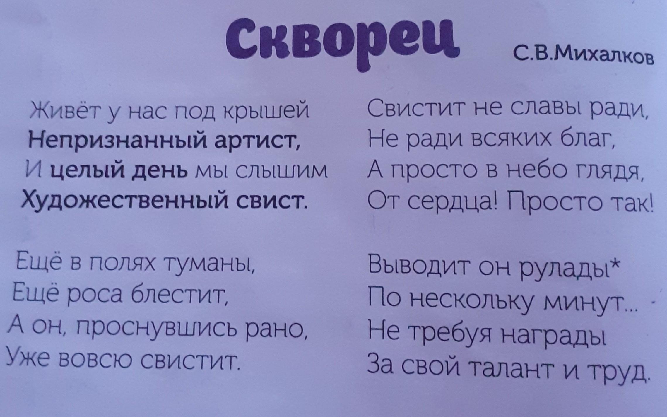 Жил у нас на крыше 4 буквы. Стих Михалкова скворец. Скворец Михалков стих. Стихотворение про скворца. Стихотворение Скорпцы.