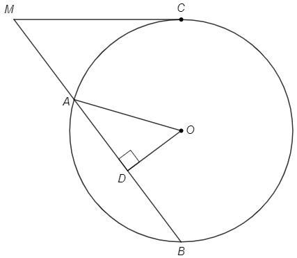 Окружность с центром о проведены секущая