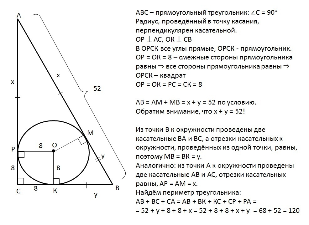 Касательная к окружности перпендикулярна радиусу проведенному в точку касания рисунок