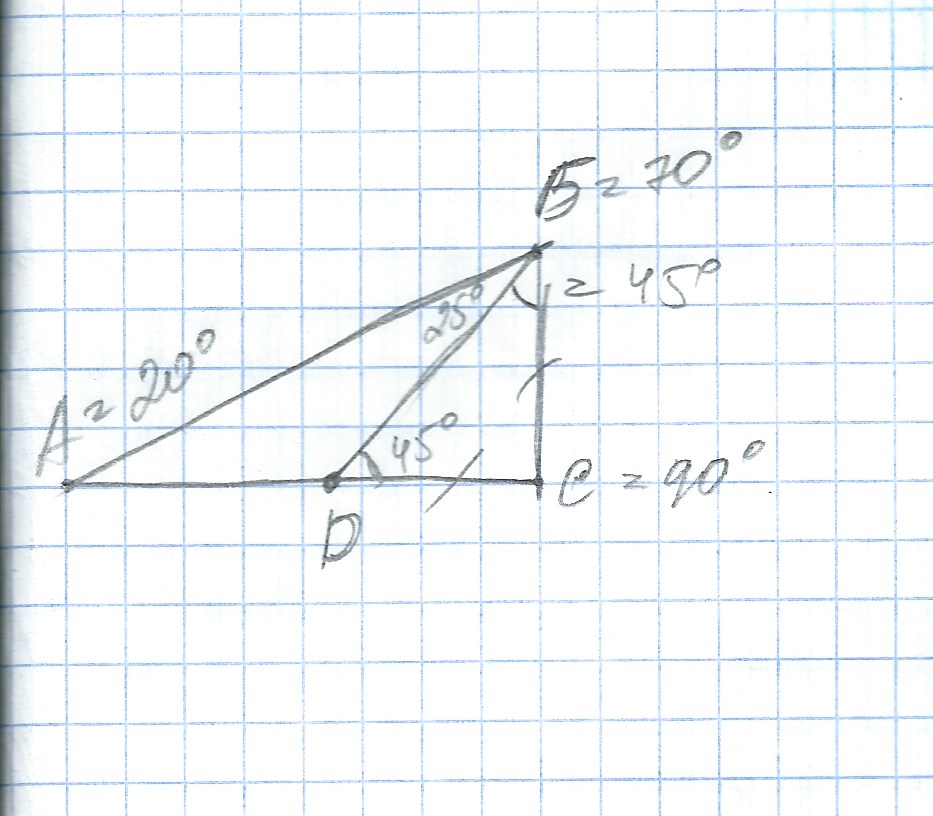 Отложите б а равный в. В треугольнике АВС угол с равен 90 а угол в равен 70 на катете АС. Угол равный 90 градусов. В треугольнике АВС угол с равен 90 а угол в равен 70. Треугольник с углом 70 градусов.