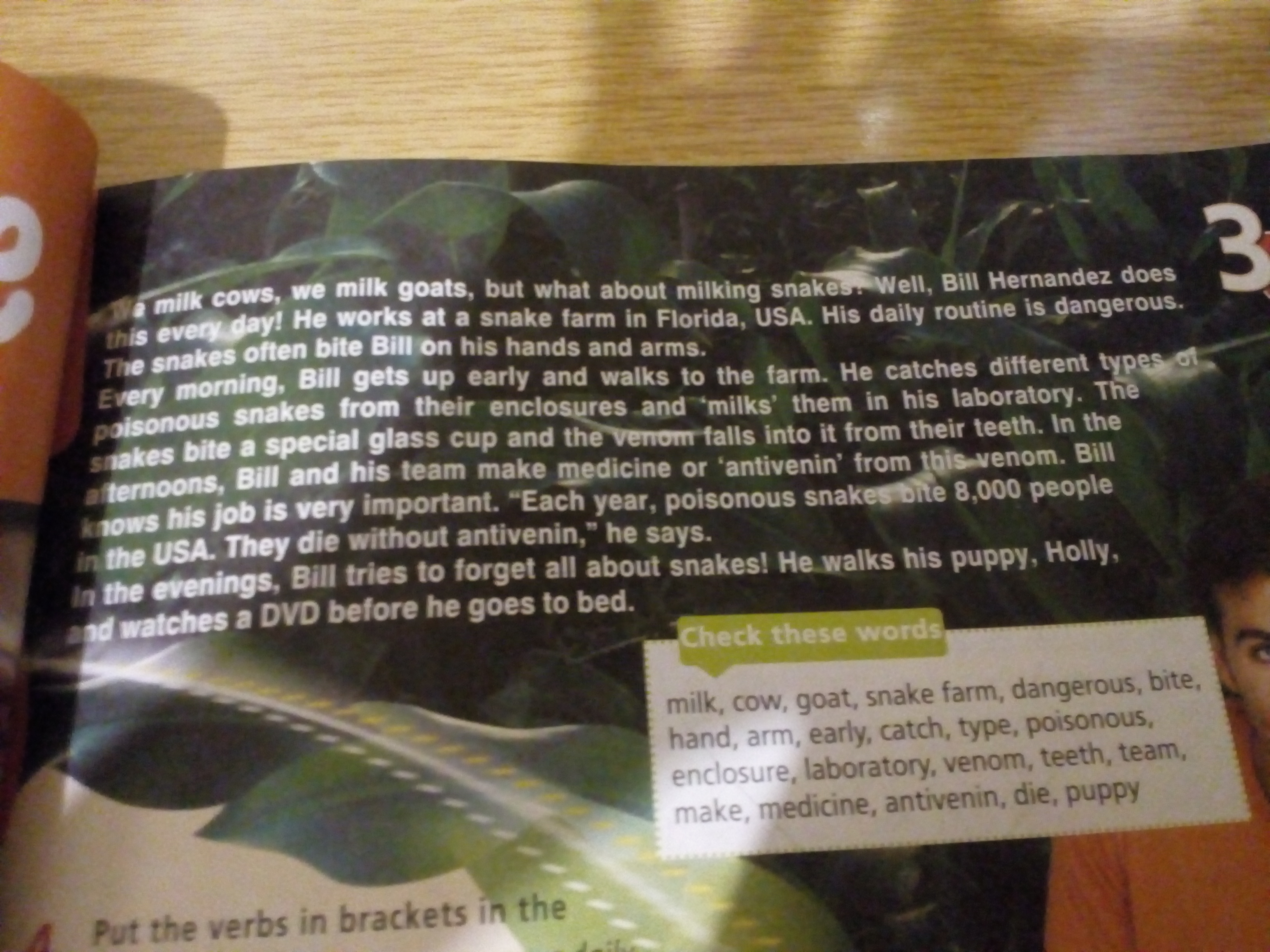 Пересказ текста the lost world. Bill works at a Snake Farm. We Milk Cows we Milk Goats but what about milking Snakes аудио. Отрицание с предложением Bill Milks Snakes. We usually Milk Cows Sheep and Goats can we Milk Snakes what does Bill do at work.