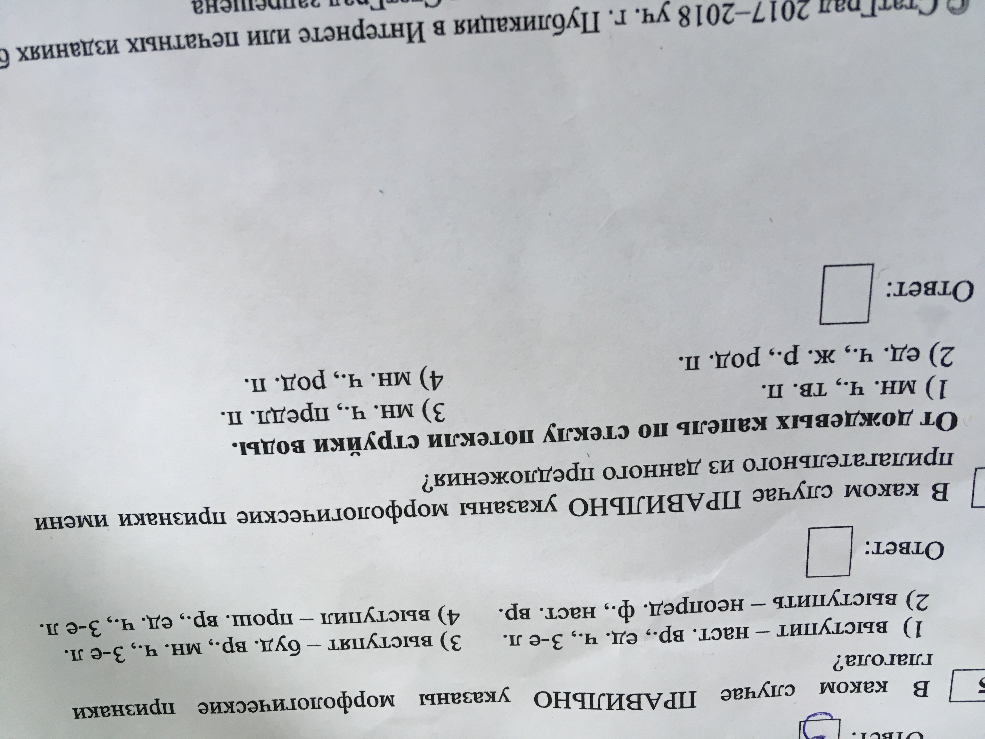 В каком случае правильно указан