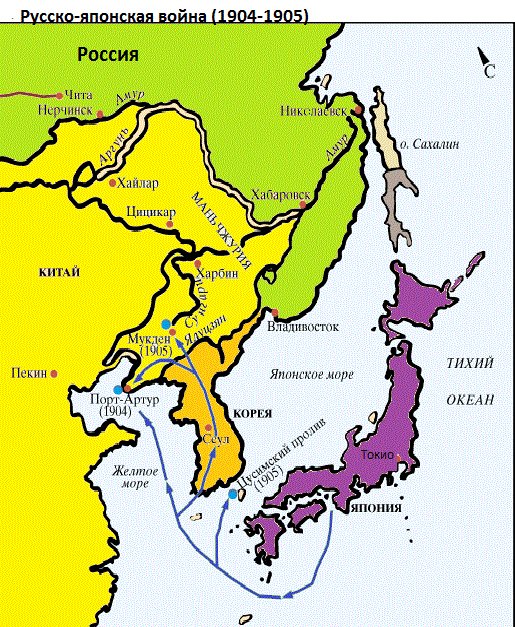 Контурная карта история россии 9 класс русско японская война