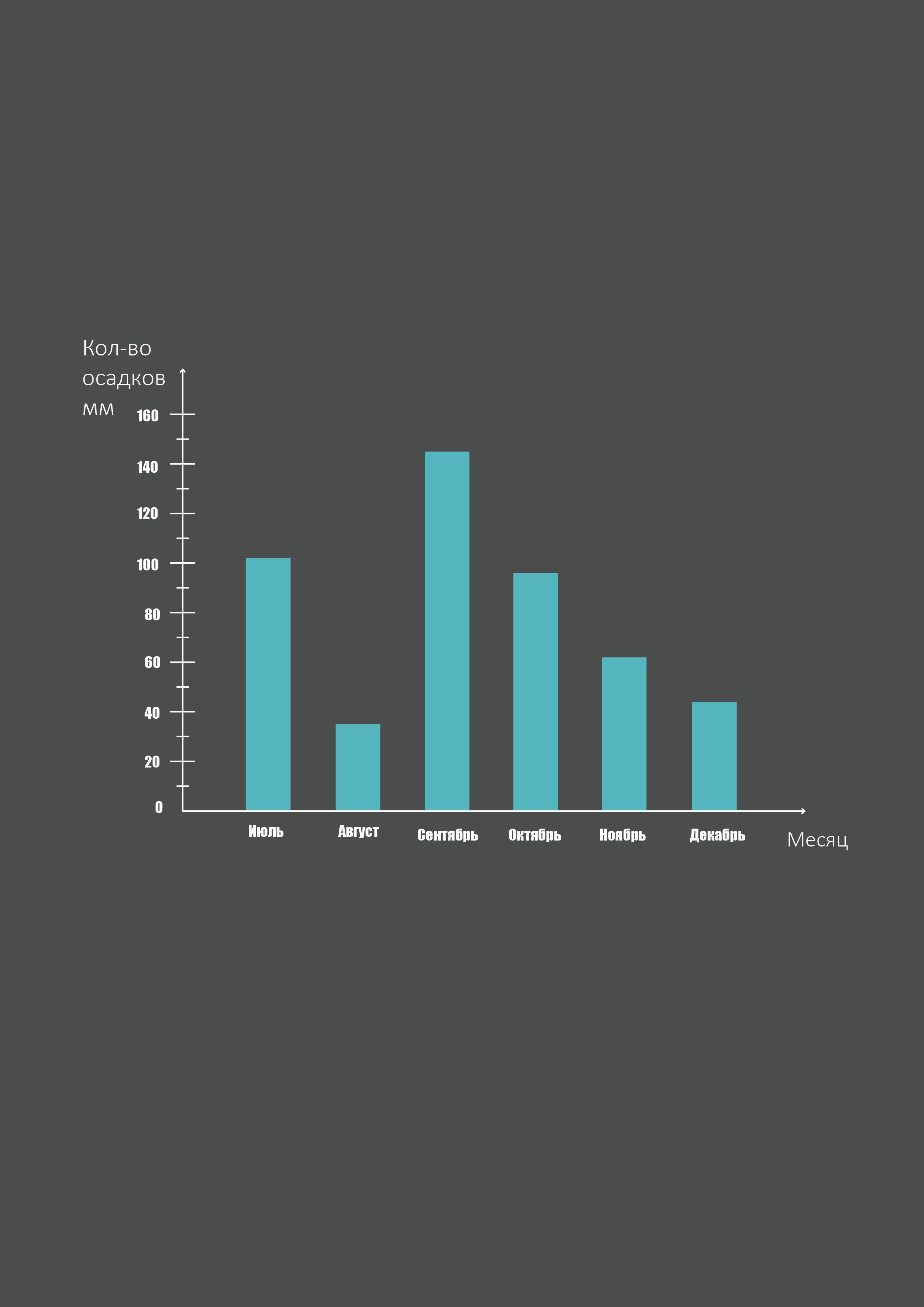 Построй столбчатую диаграмму используя данные о количестве осадков в изумрудном городе