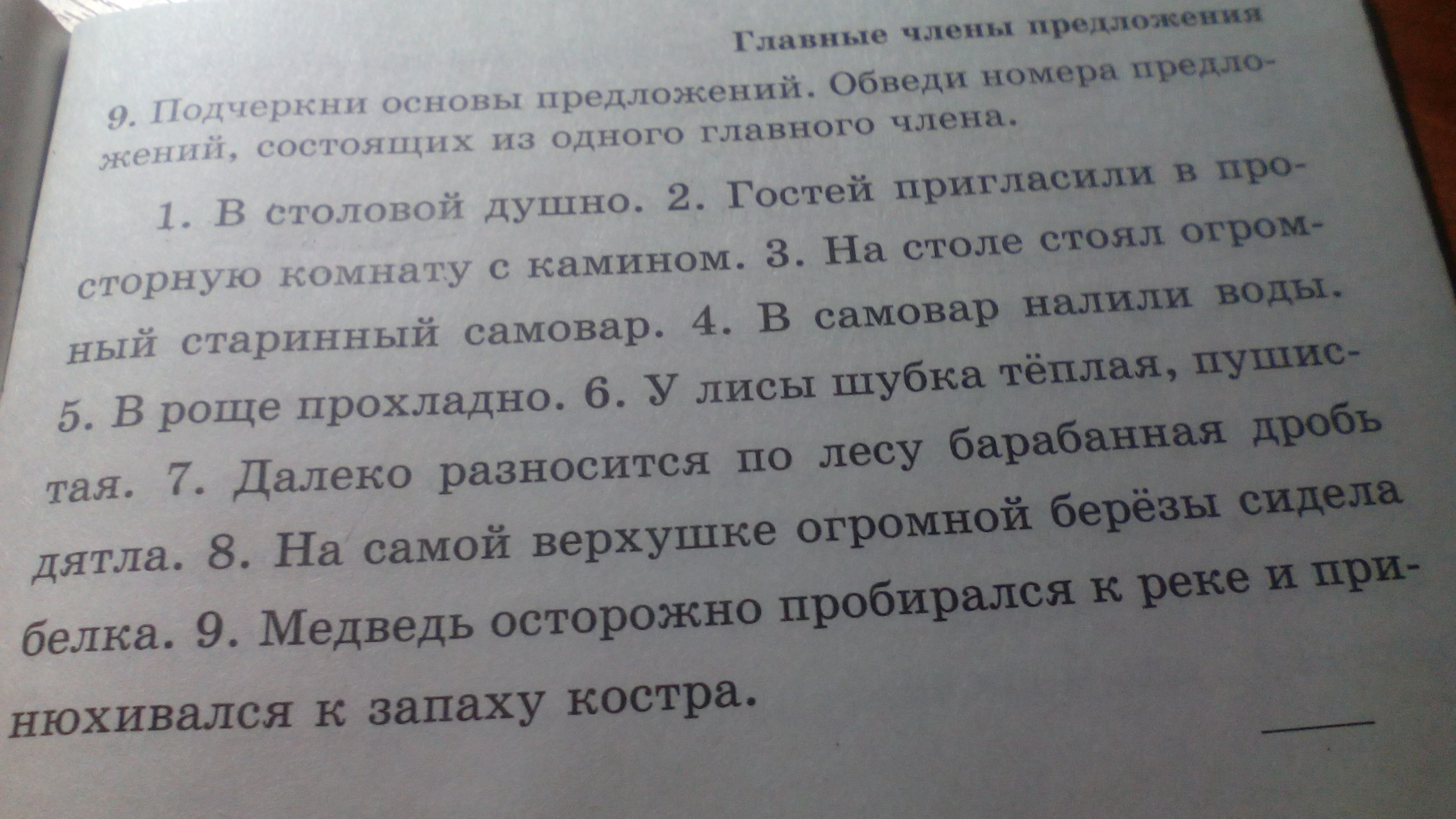 В каждом предложении подчеркни основу