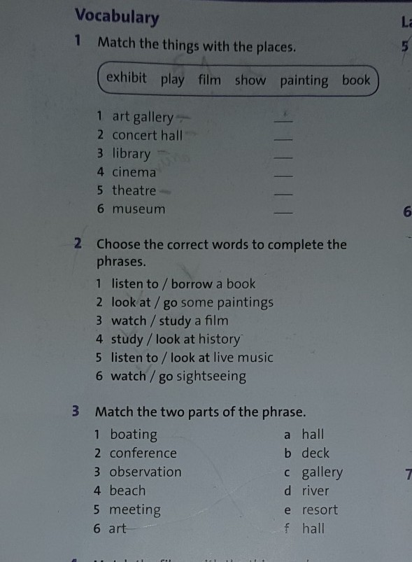 3 phrases of. Vocabulary Match the phrases. Ex120. Match the two halves. Match the pictures with the phrases.