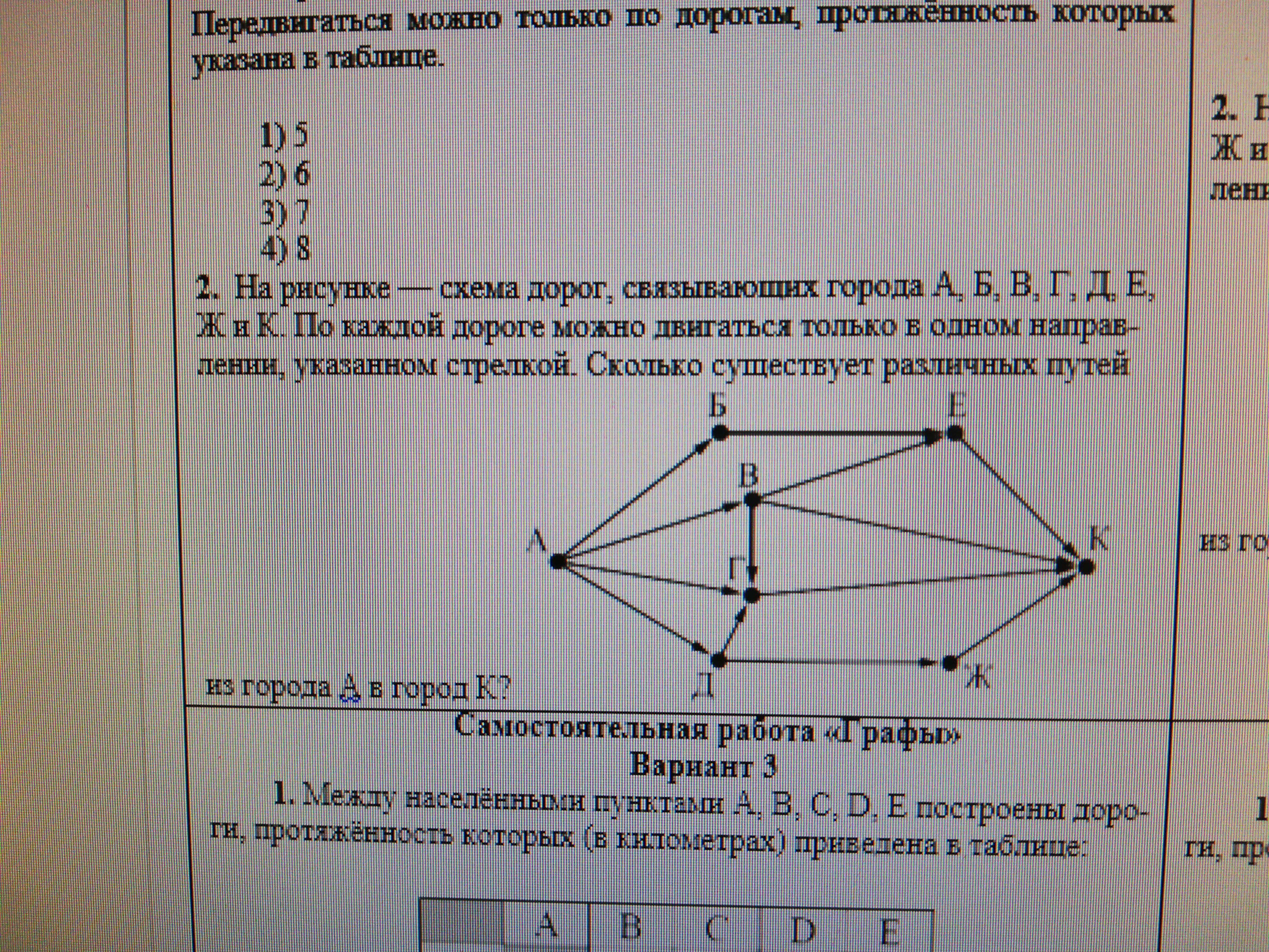 На рисунке представлена схема дорог связывающих города абвгдеж и к по каждой дороге можно двигаться