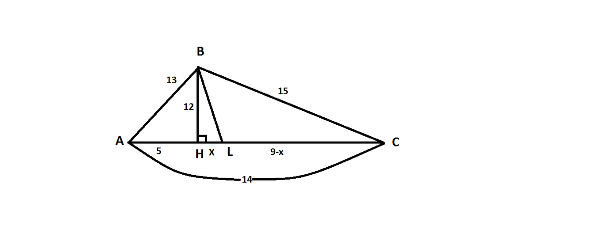 Ab=13 AC=15. Треугольник STX С вершиной x.