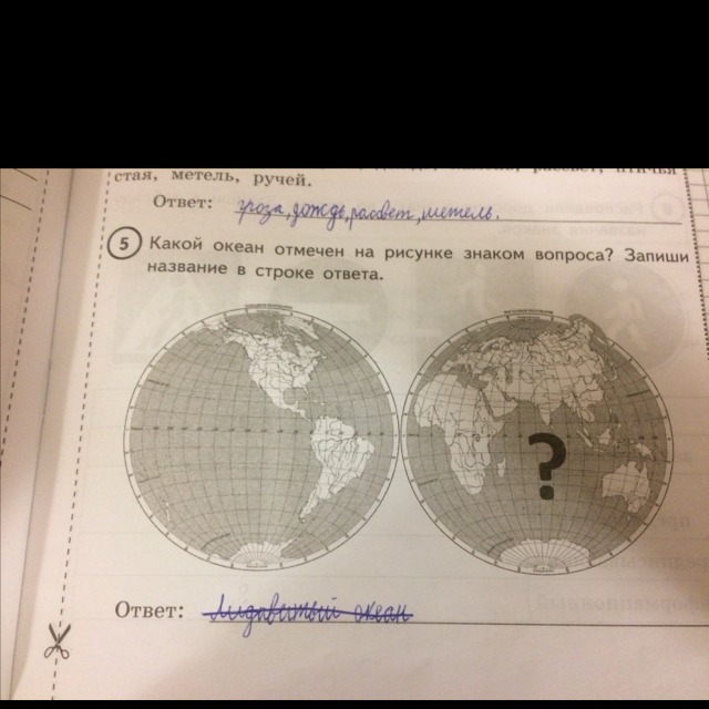 Какой океан отмечен на рисунке знаком вопроса запиши название в строке ответа