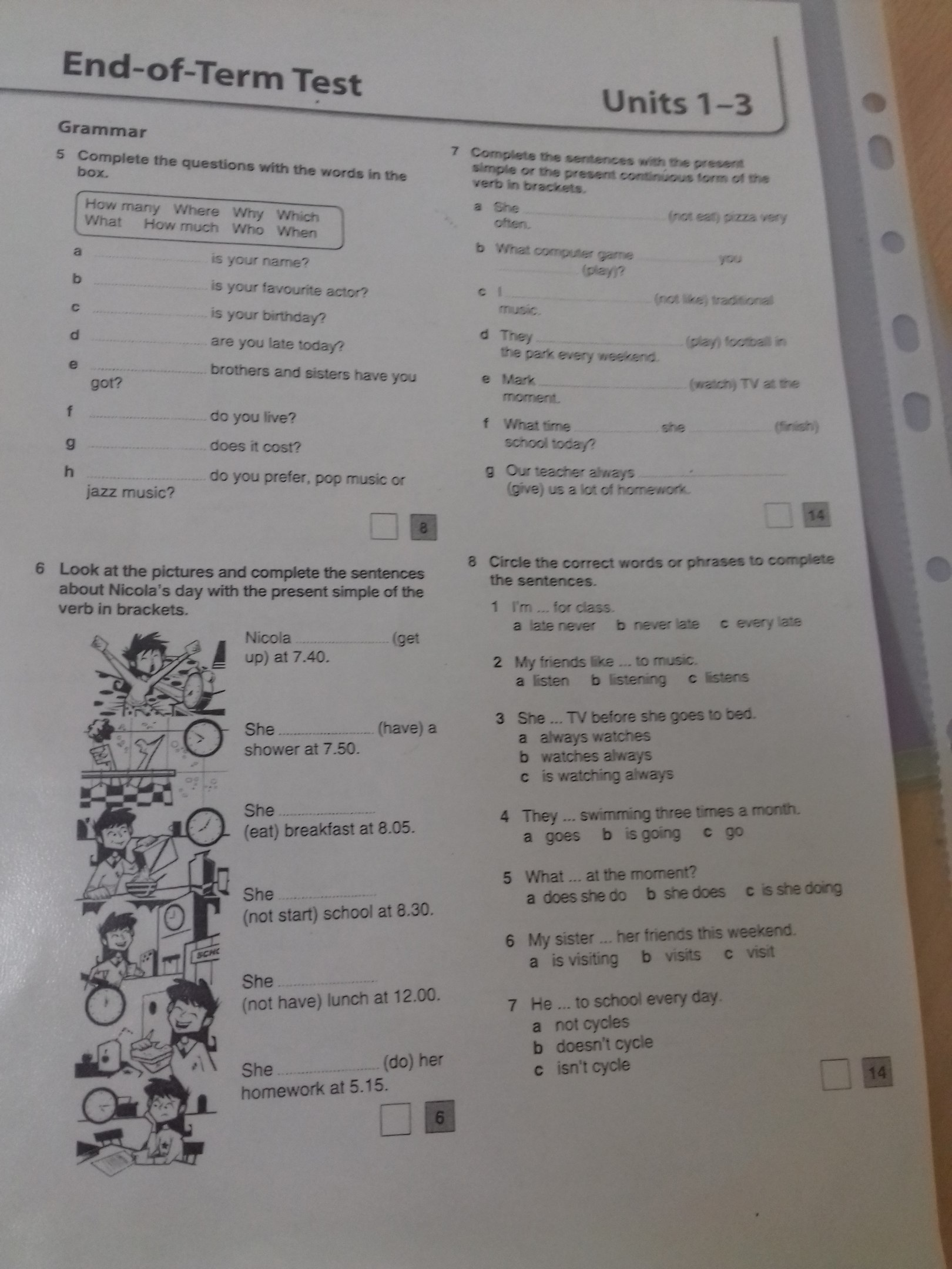 Тест 8 класс английский язык комарова. End of term Test Units 1-3 ответы. Английский язык 6 класс 9 Test Unit. Test9 7 класс по английскому языку. Проверочные работы по английскому языку 9 кл Комарова.