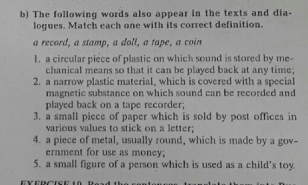 Correct english text. Match Definitions with the correct Word. Match each one with its correct Definition. The following Words also appear in the texts and dialogues. Match each. Пропертис с английского.