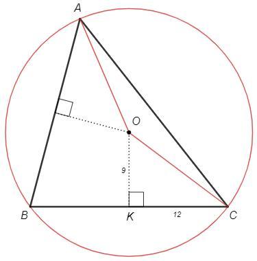 Серединный перпендикуляр к сторонам остроугольного. Серединный перпендикуляр в остроугольном треугольнике. Точка пересечения серединных перпендикуляров к его сторонам..