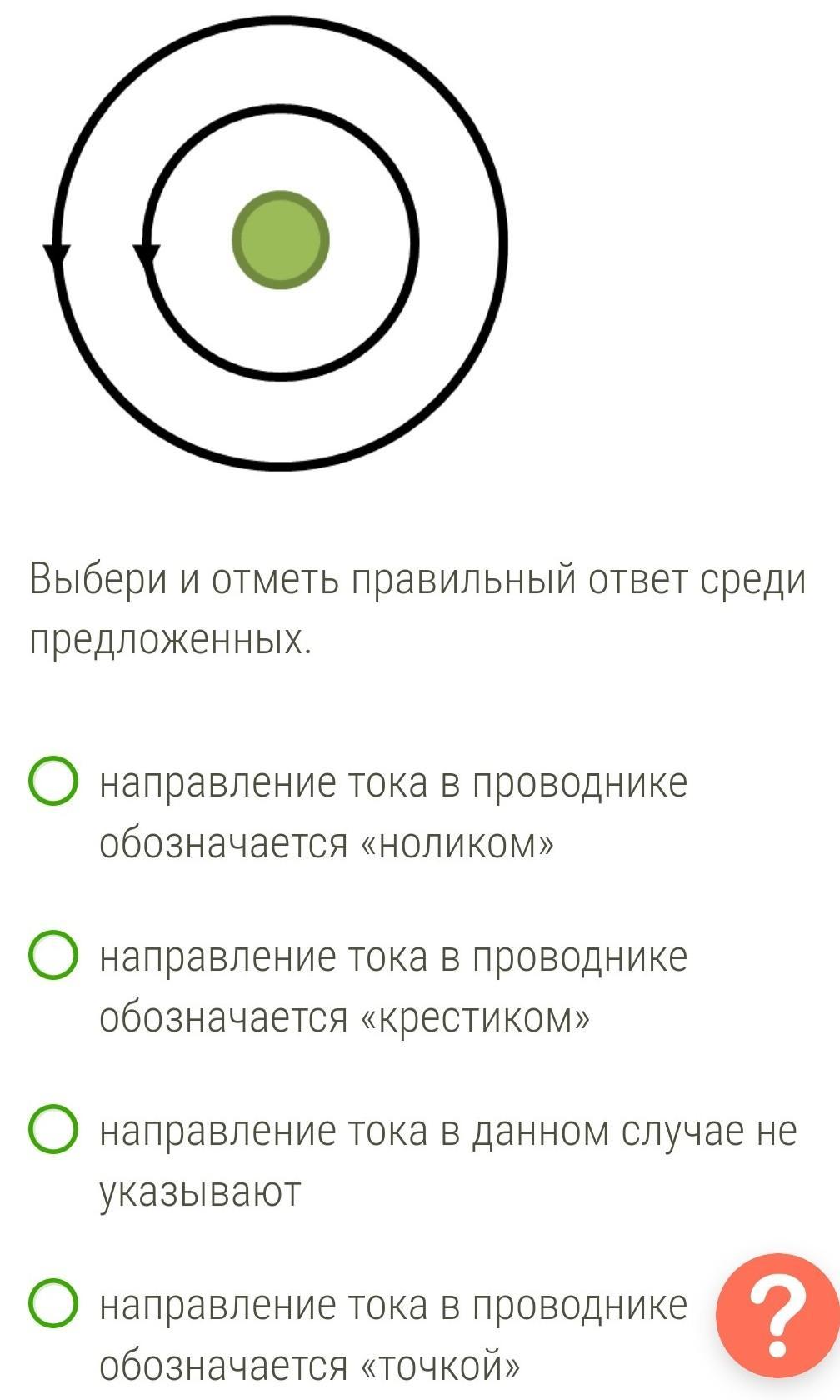 Как обозначается направление тока в проводнике на рисунке