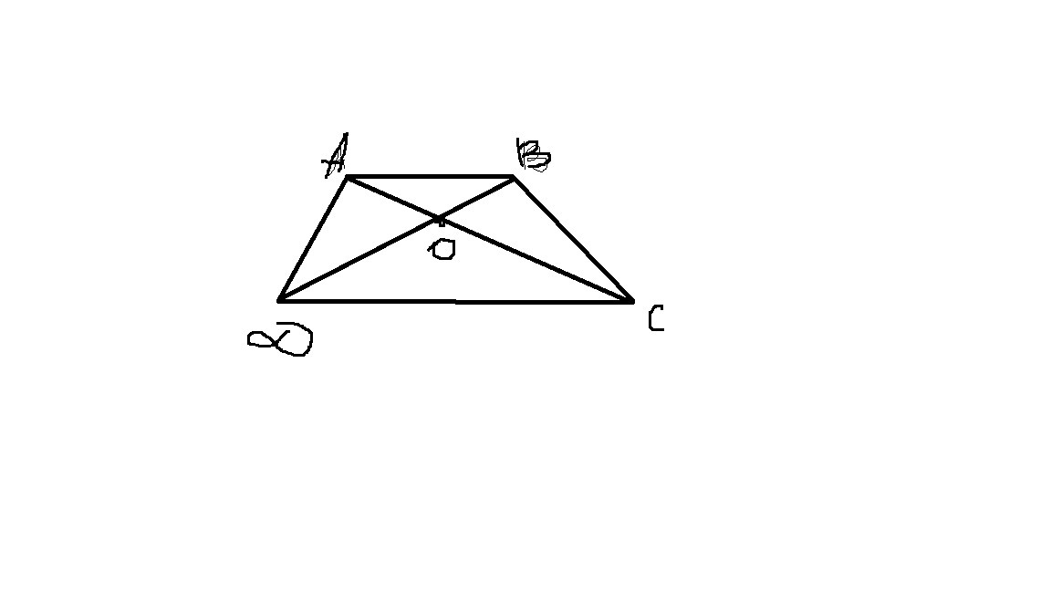 Диагонали трапеции ABCD С основаниями ab и CD пересекаются в точке o. Диагонали трапеции пересекаются под прямым углом. Диагонали трапеции пересекаются в точке о Найдите АО. Диагонали трапеции ABCD С основаниями ab и св пересекаются в точке о.