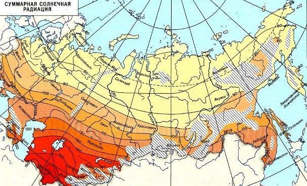 Закономерность солнечной радиации. Карта суммарной солнечной радиации России. Суммарная Солнечная радиация мыс Дежнева. Суммарная Солнечная радиация в тайге России. Карта распределения солнечной радиации на территории России.