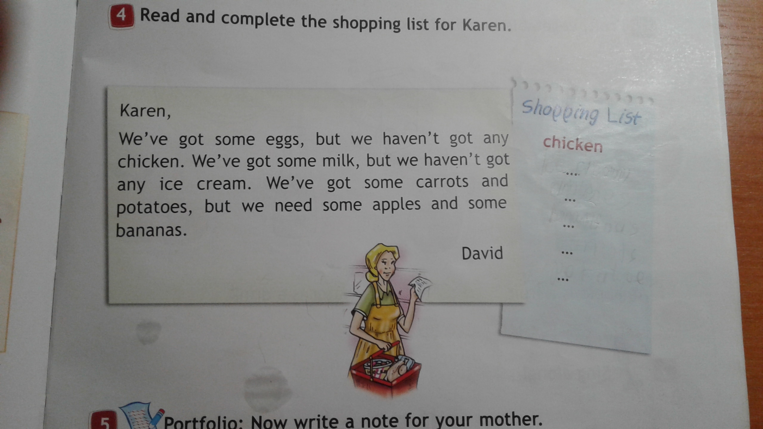 We have some перевод. Now write a Note for your mother. Write a Note задания. We ve got some Eggs but we haven't got any Chicken перевод на русский язык. Portfolio Now write a Note for your mother.