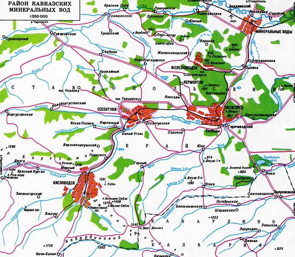 Карта минеральные воды пятигорск