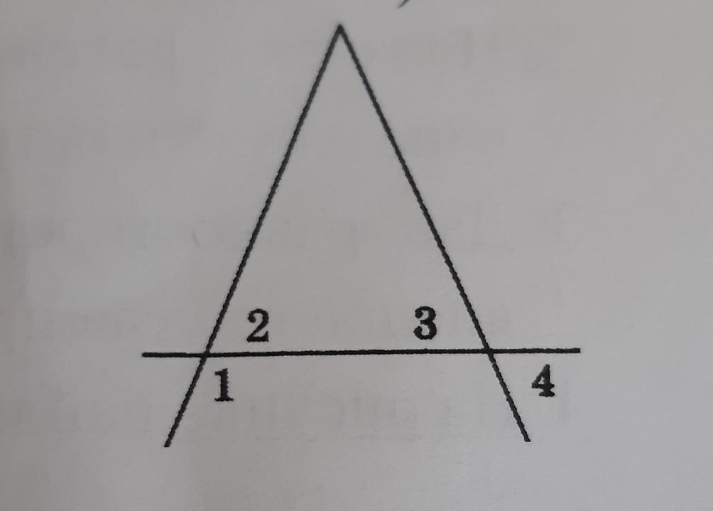 На рисунке угол м. Угол1+угол3=70 угол 2,угол 4-?. Внешний угол 4.32.111.