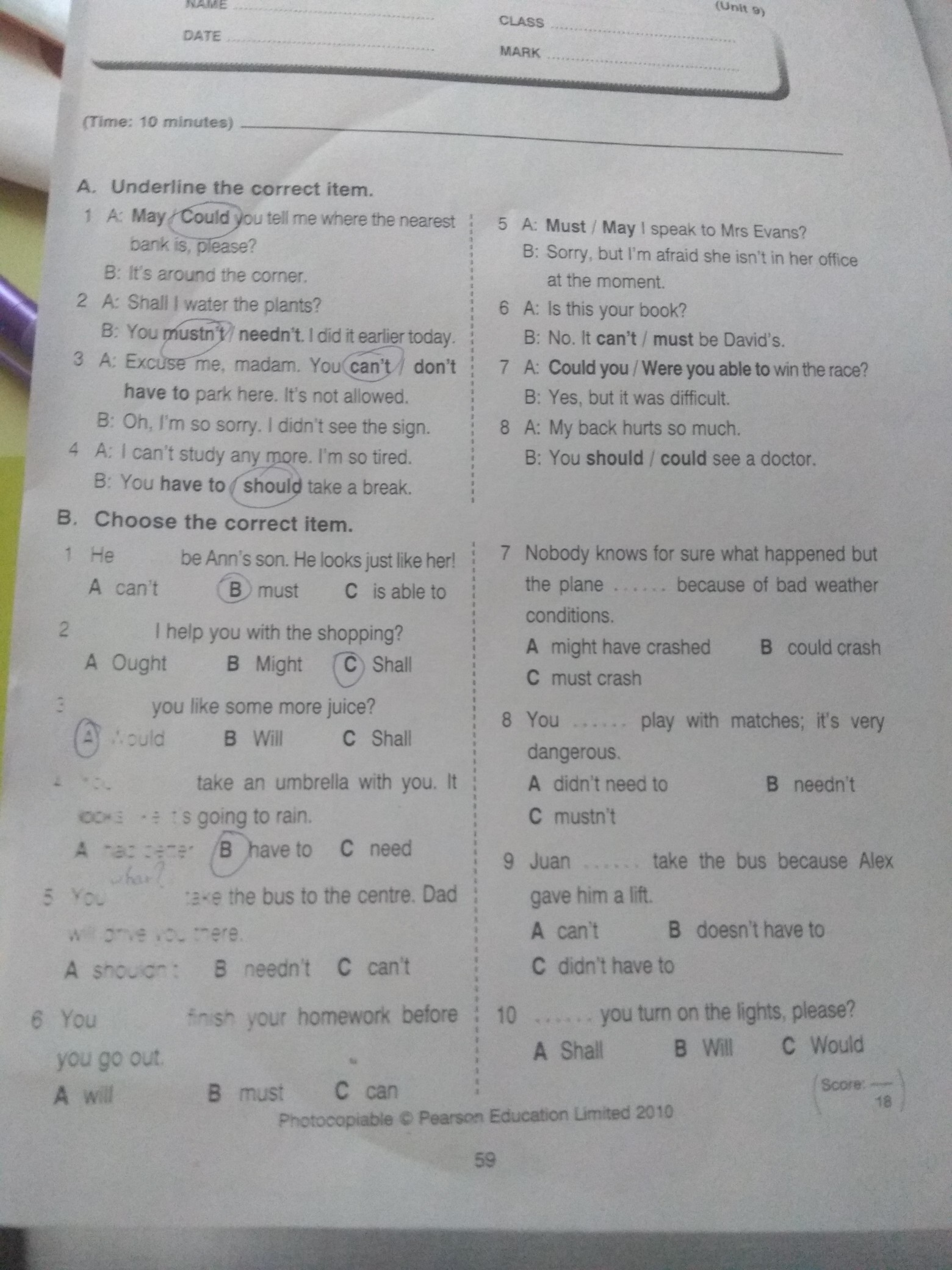 Тест 5 английский язык 9 класс ответы