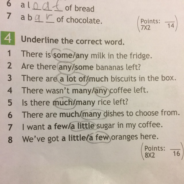 Grammar d underline the correct item