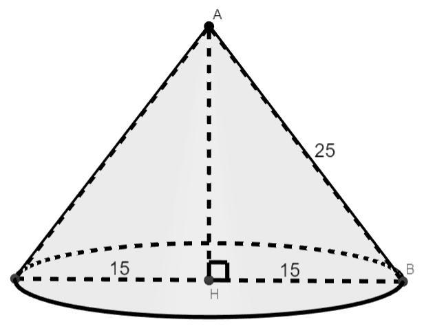Высота конуса равна 30