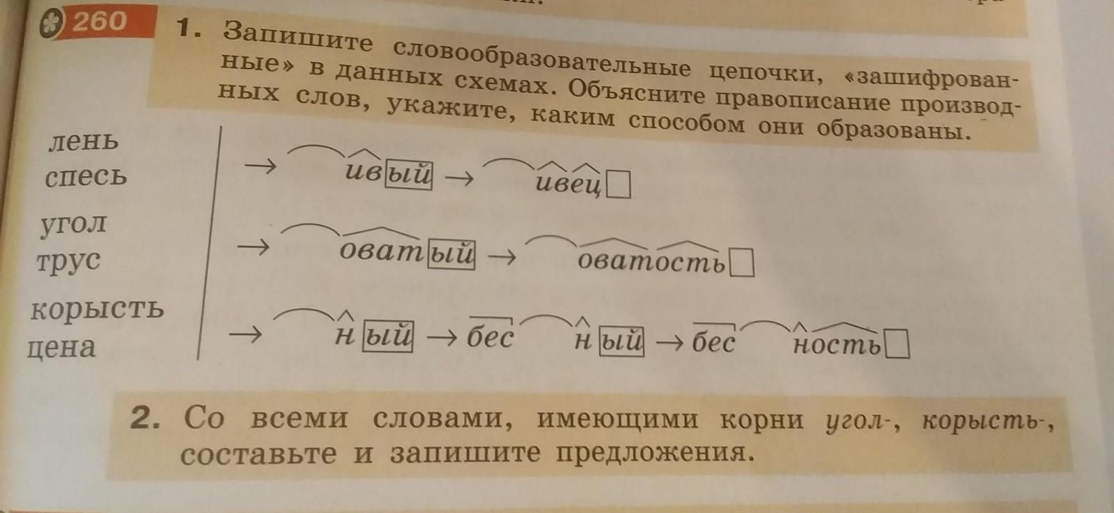 Указать производящее слово