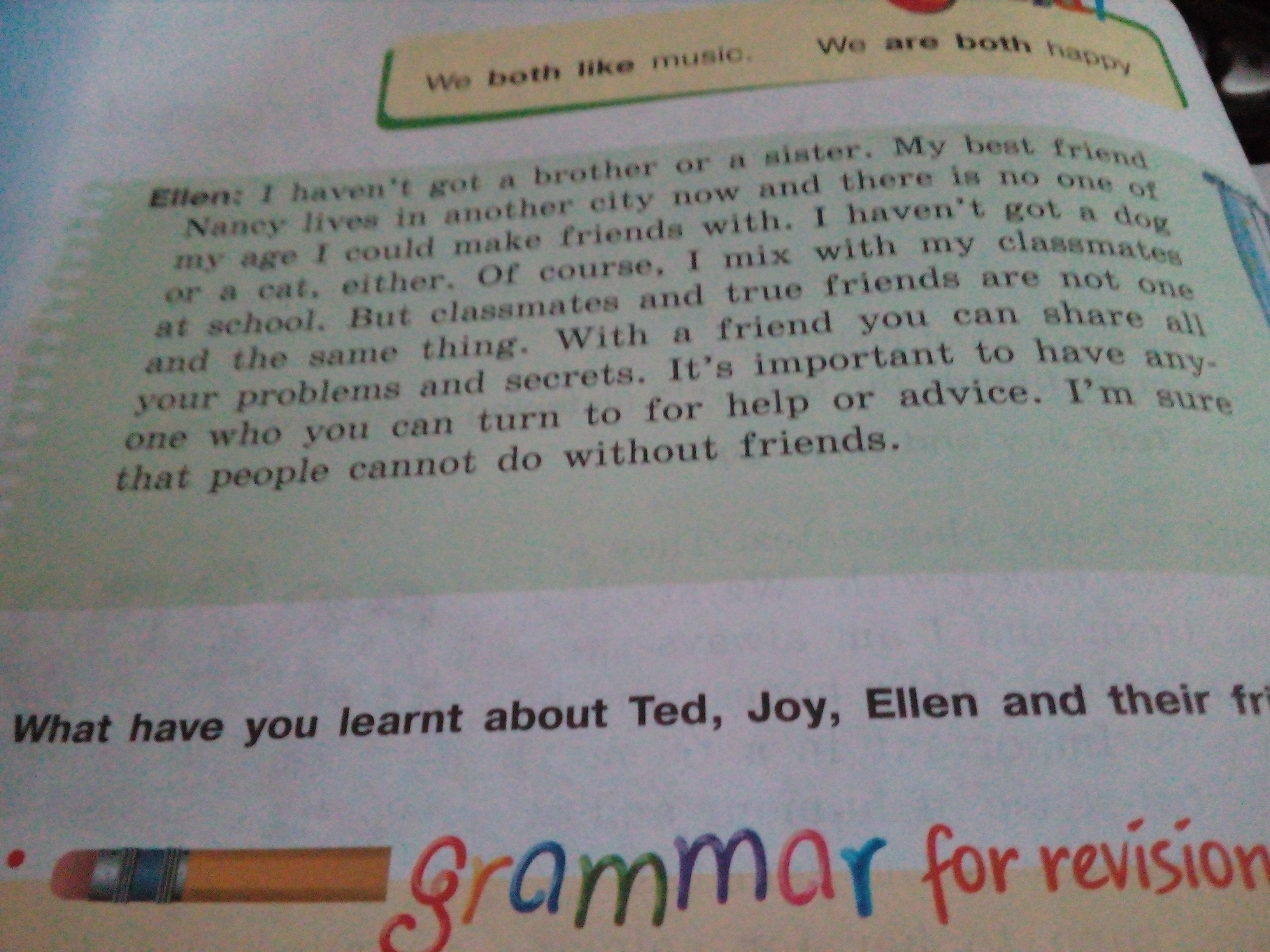 Английский 6 класс стр 91 перевод. How many friends have Ted, Joy ENELLEN got.