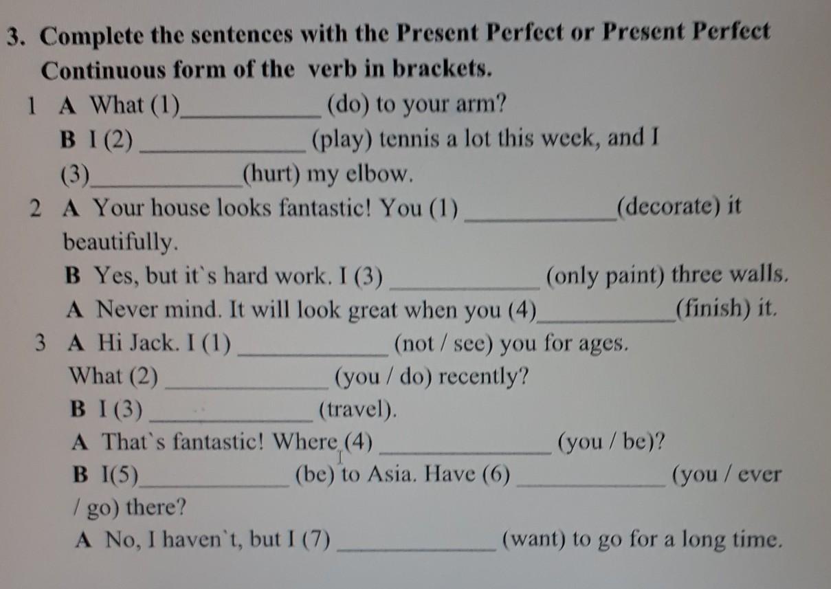 Open the brackets in present continuous