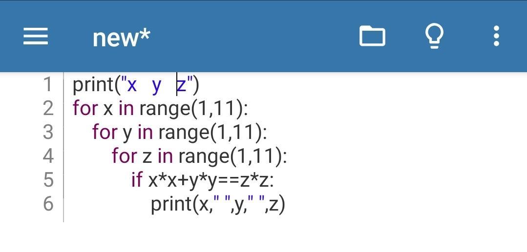 For i in range 0 9