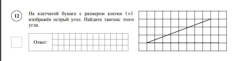 Найти тангенс острого угла изображенного на рисунке на клетчатой бумаге