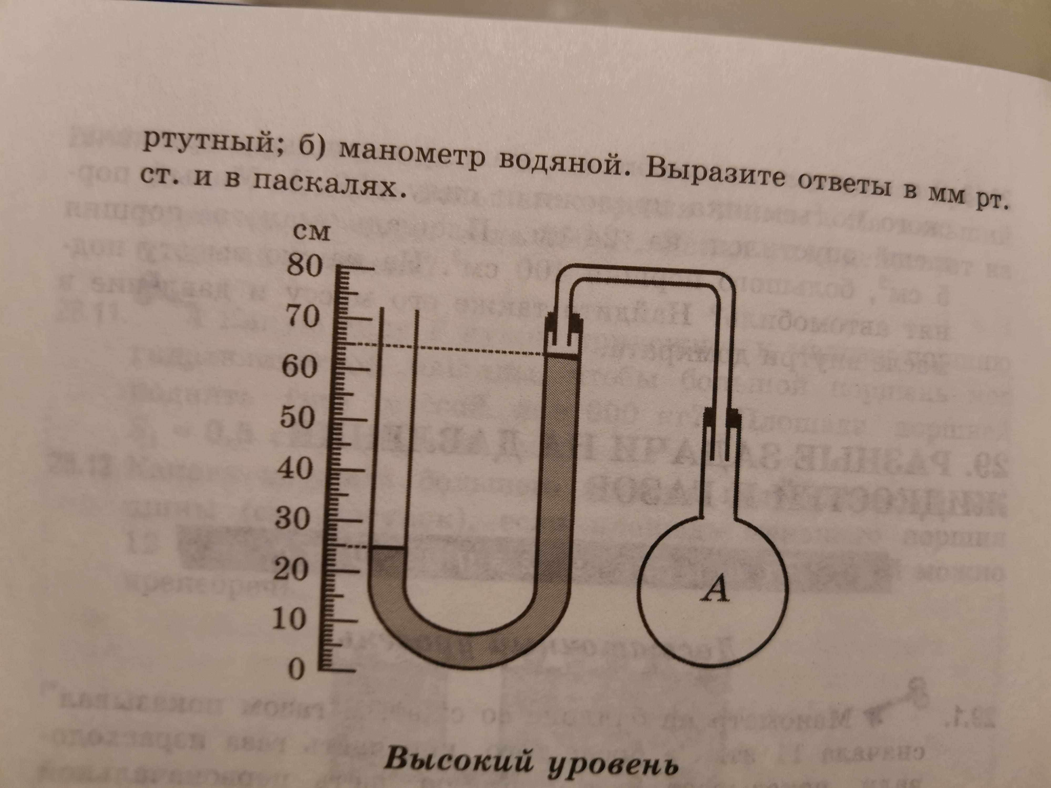 Вычислите давление газа в сосуде по показаниям манометра представленного на рисунке если атмосферное