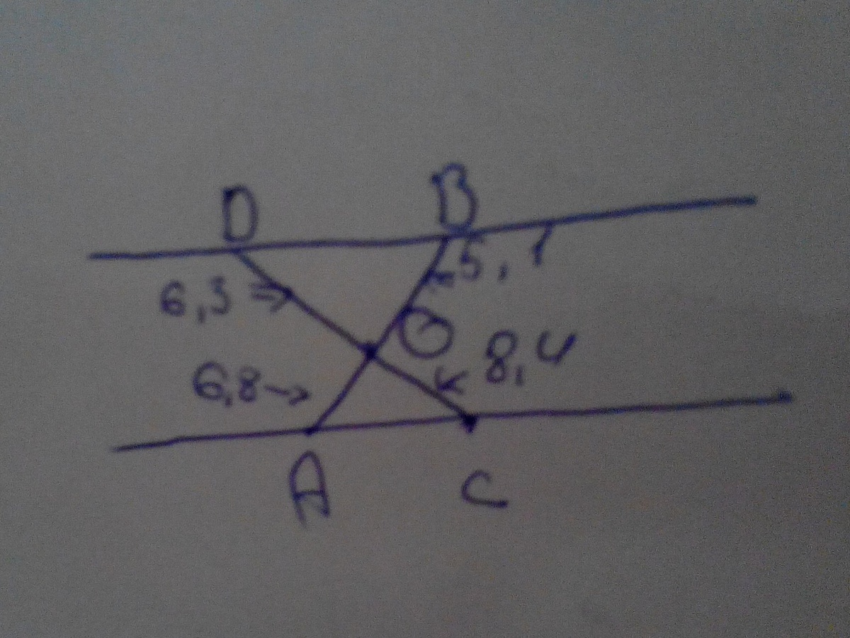 Ас параллельно вд. Ao 6.8 co 8.4 ob 5.1 od 6.3. Дано ao 6.8. АО=6,8 co=8,4. Ao равно 6.8 см co 8.4 см ob 5.1 см od 6.3 см.