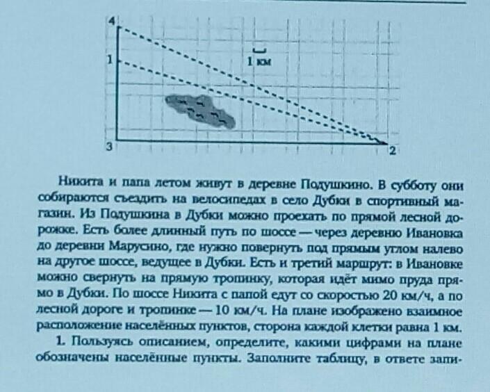 Гриша летом отдыхает у дедушки. Найдите расстояние до деревни по прямой. Задача про деревню. Найди расстояние от деревни до села по прямой ответ дай в километры.