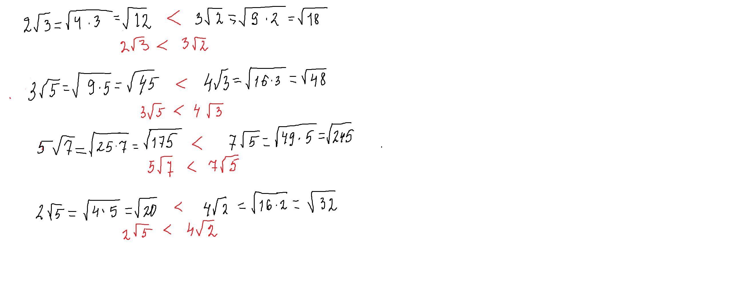 Сравните числа 2 корень 5