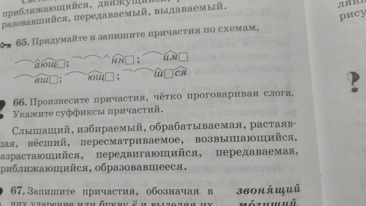 Запиши образованные. Придумайте и запишите причастия по схемам 7 класс.