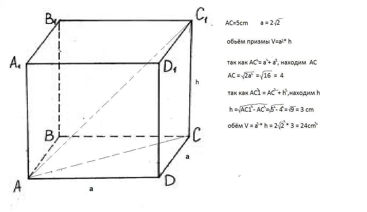 Диагональ призмы. Диагональ основания правильной четырехугольной Призмы. Объем правильной четырехугольной Призмы. Сторона основания правильной четырехугольной Призмы равна 5 а ее. Диагональ основания правильной четырехугольной Призмы формула.