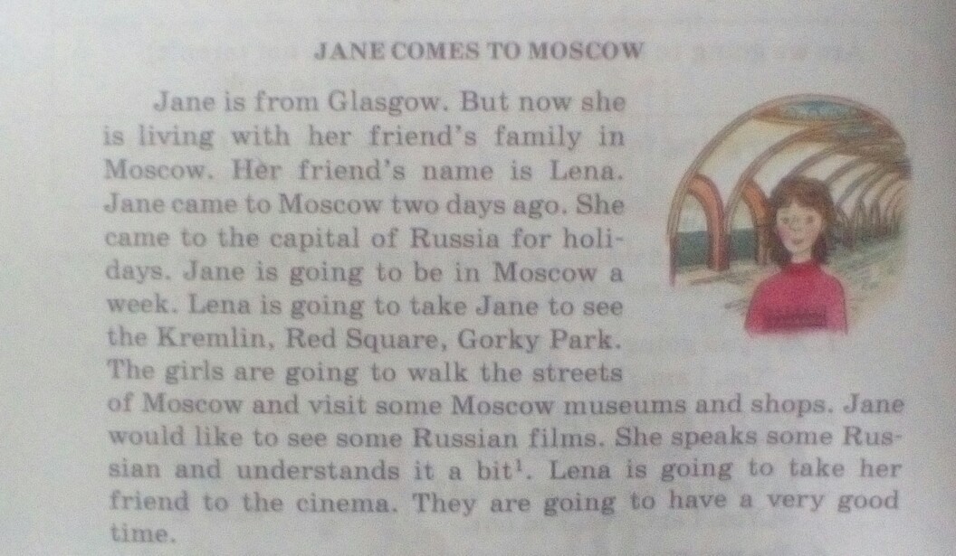 Jane comes to Moscow краткий пересказ. Jane is from Glasgow. Jane is from Glasgow перевод. Glasgow перевод