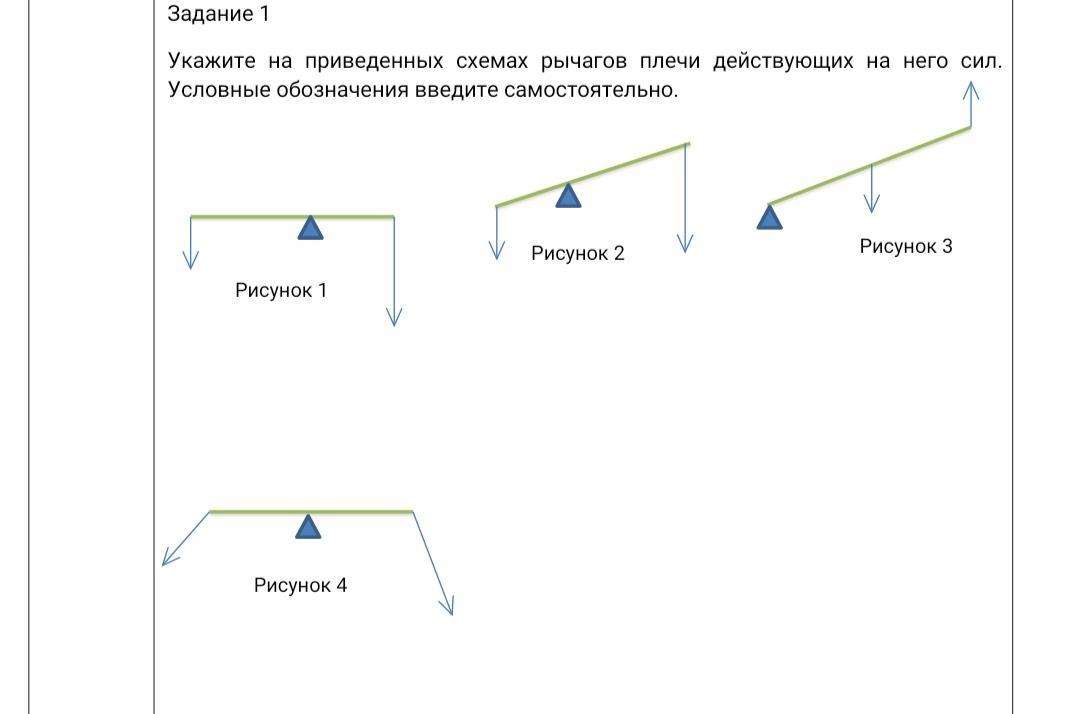 Укажите на приведенных схемах рычагов плечи сил