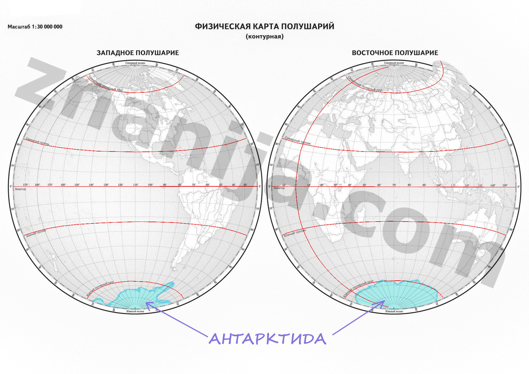 Карта южный полярный круг