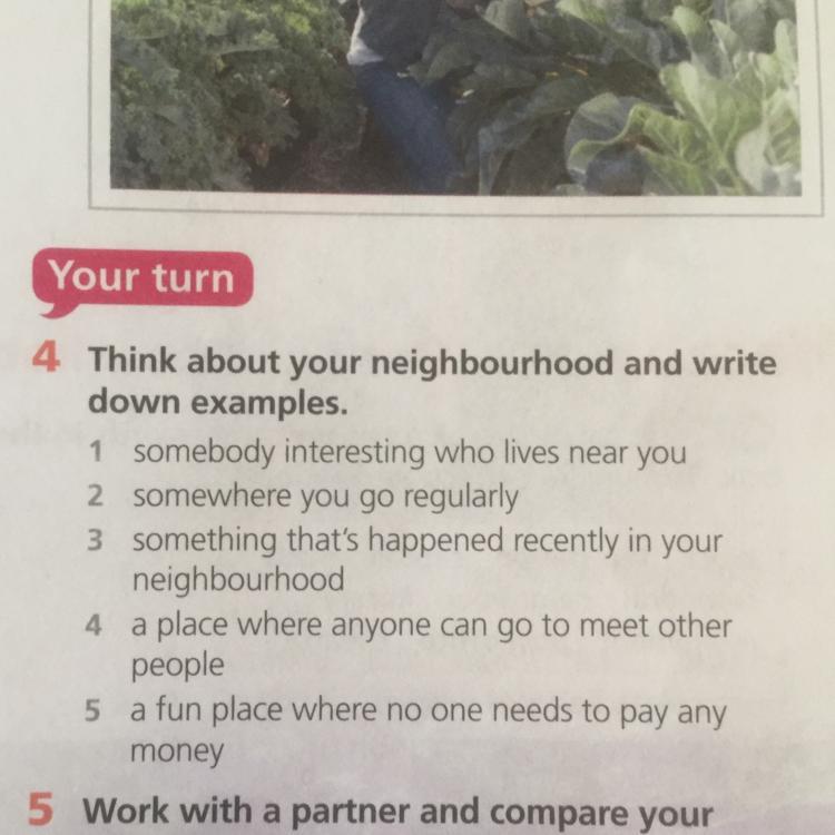 Write about your neighbourhood