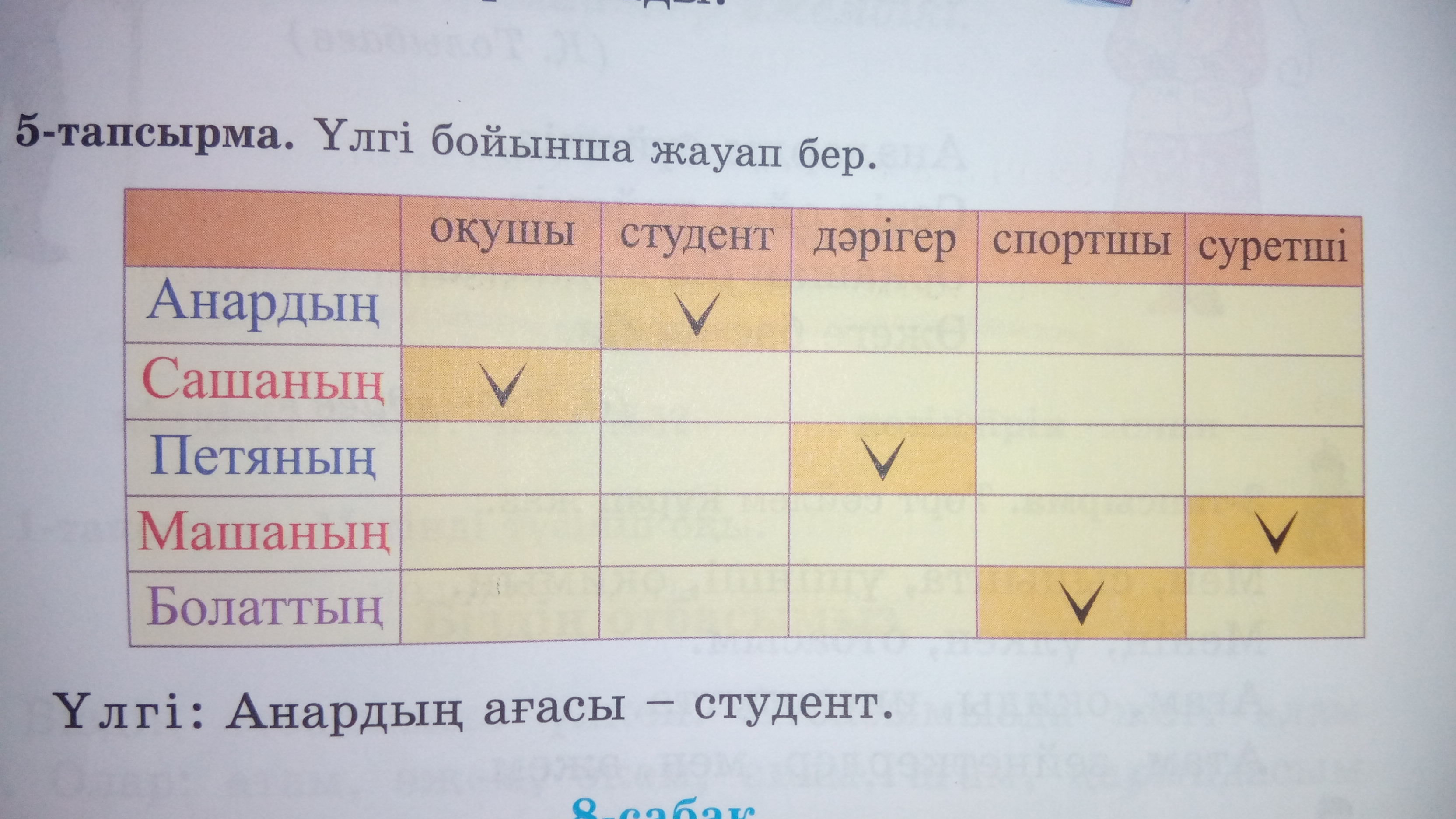 Составить предложения на казахском